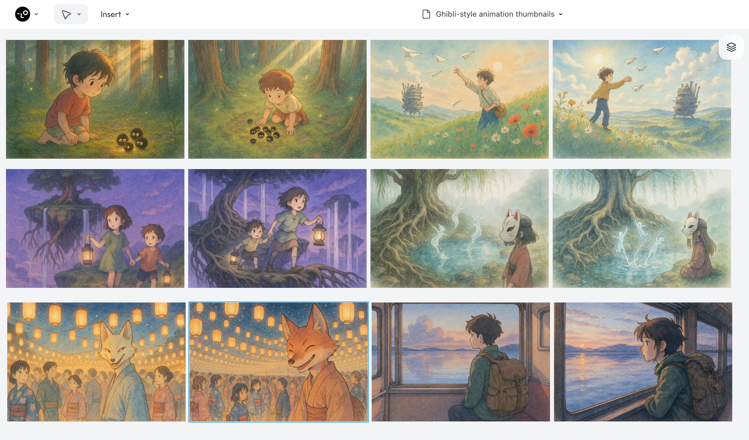 Exploration de la bibliotheque d'assets Lovart